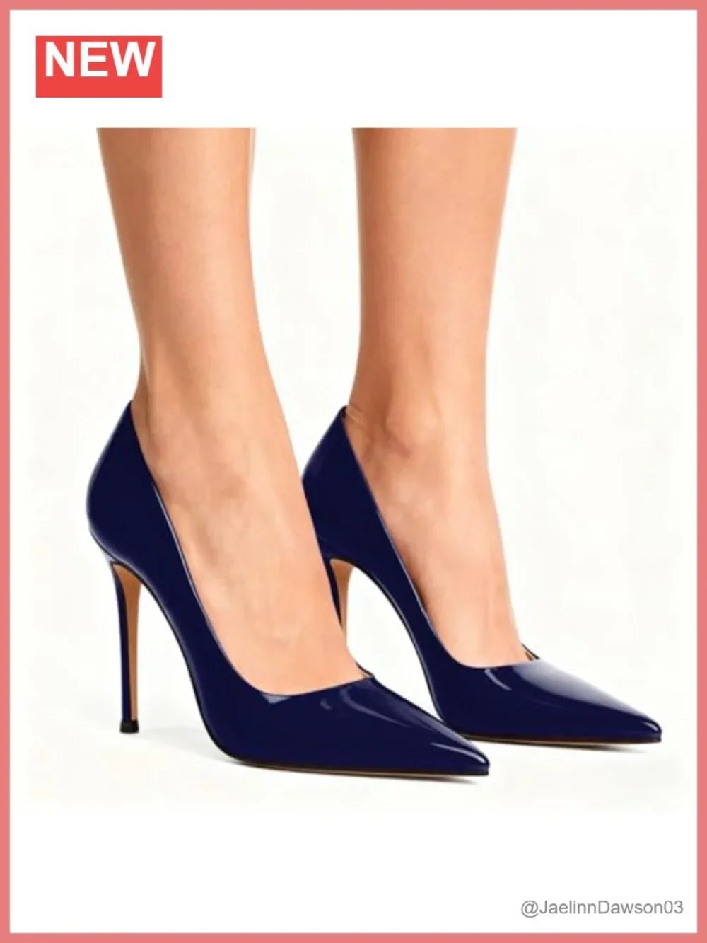 Women's Pointed Toe Stiletto Heels - Faux Leather Slip On Pumps 4 Inch High